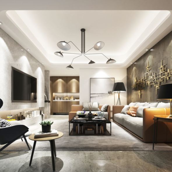 3d render of living room